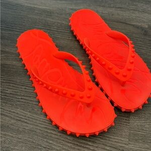 Louboutin Orange Flip Flops